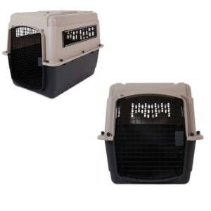 black coloured dog cage used while travelling
