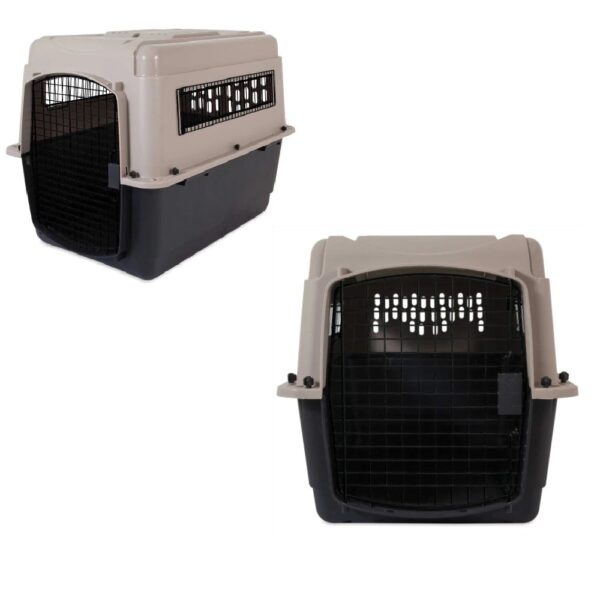 black coloured dog cage used while travelling