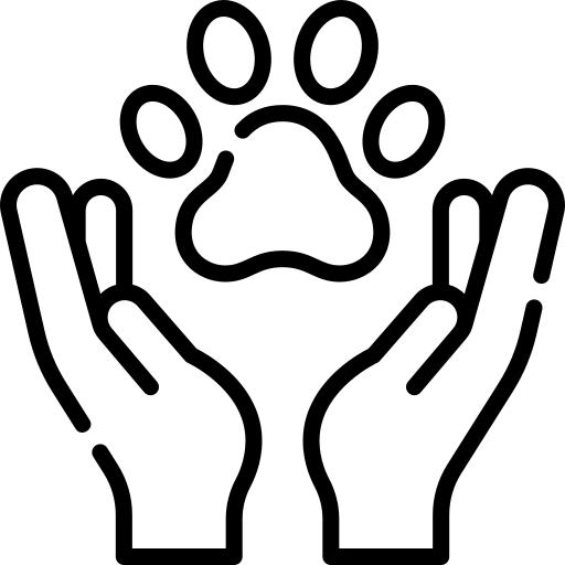 icon of two hand of human trying to hold animal paw