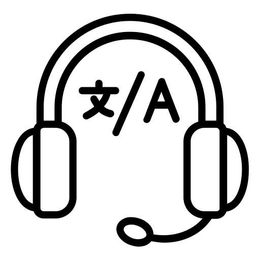 icon of headphone along with hongkong and english alphabet
