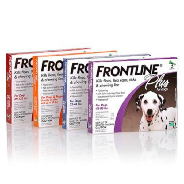 frontline plus for dogs to kill flea, flea eggs, ticks and chewing lice